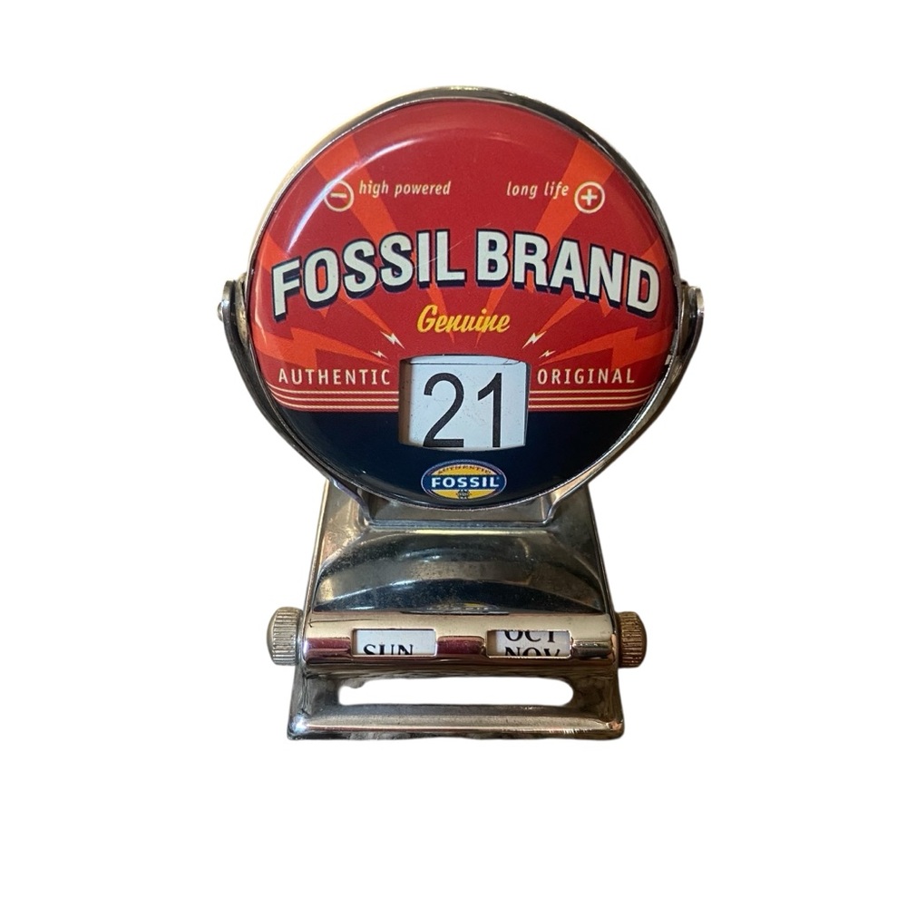 Fossil Brand Battery Advertising Flipomatic Perpetual Desktop Calendar Authentic